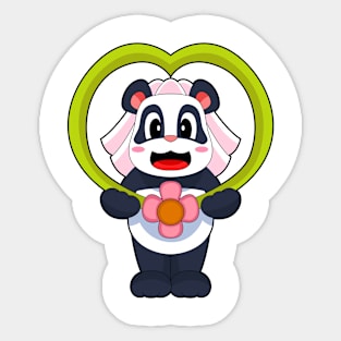 Panda Bride Heart Wedding Sticker